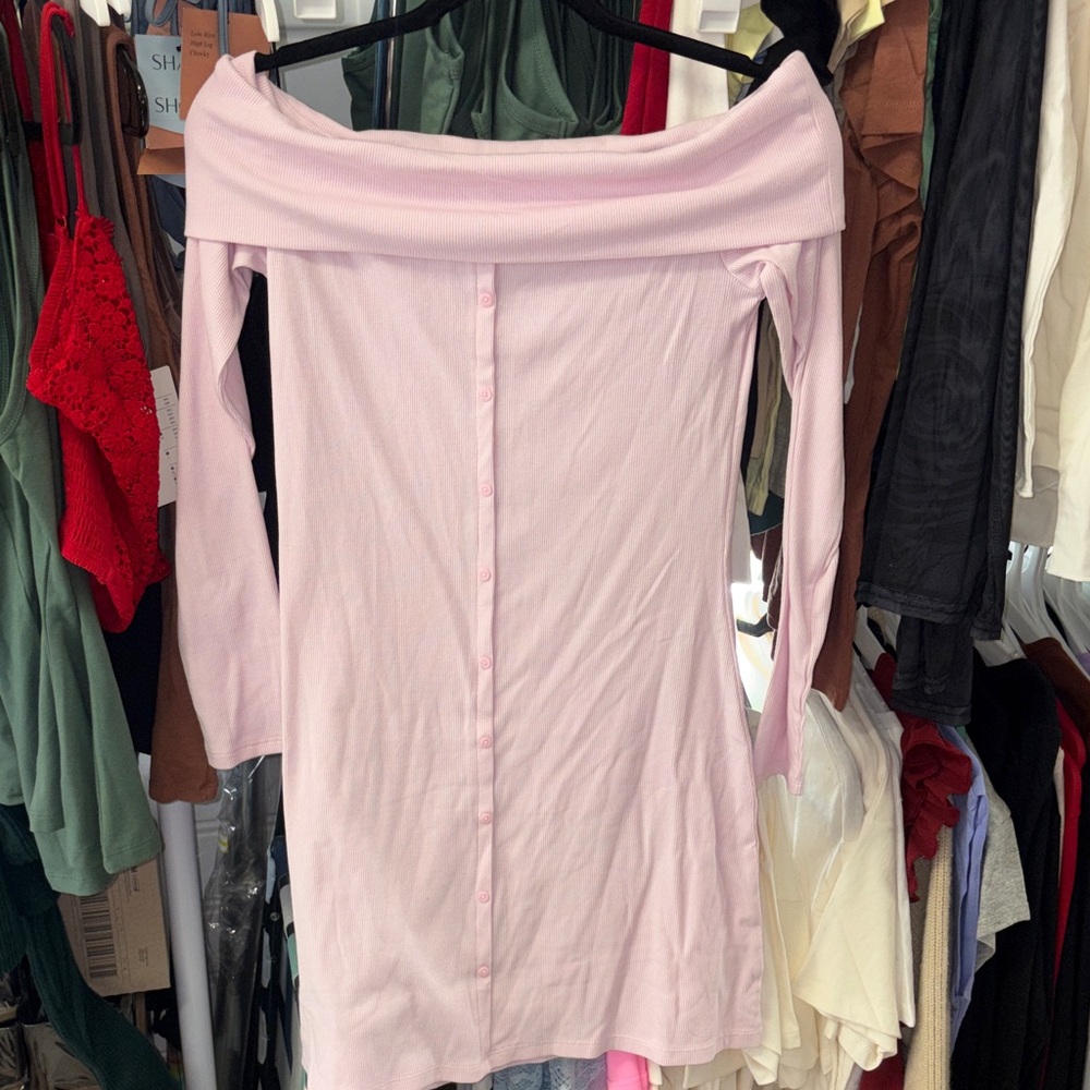 Off-Shoulder Pink Dress